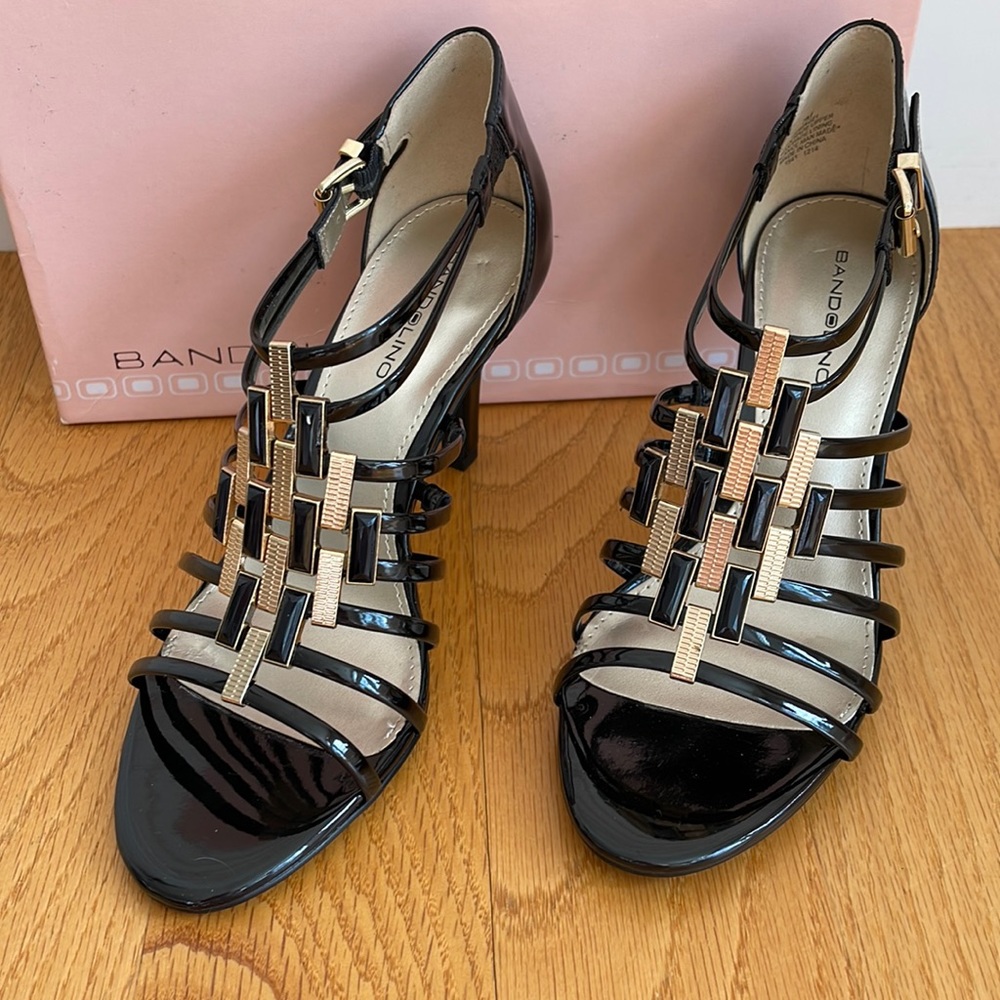 Black & gold sandals